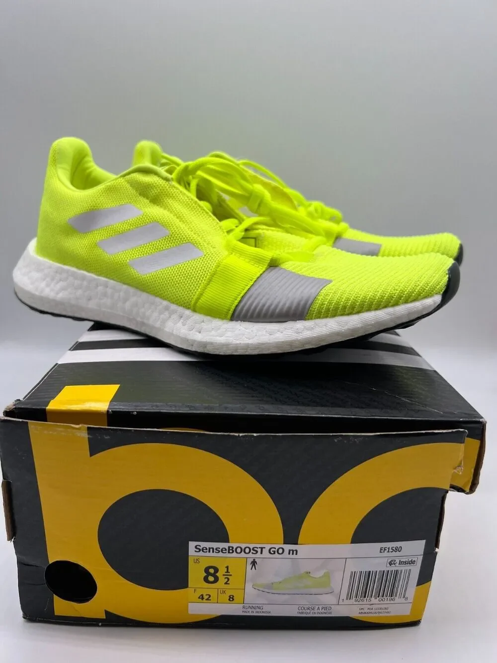adidas Men's Senseboost GO Running Shoes Neon/Yellow Sneakers EF1580 Size 8.5